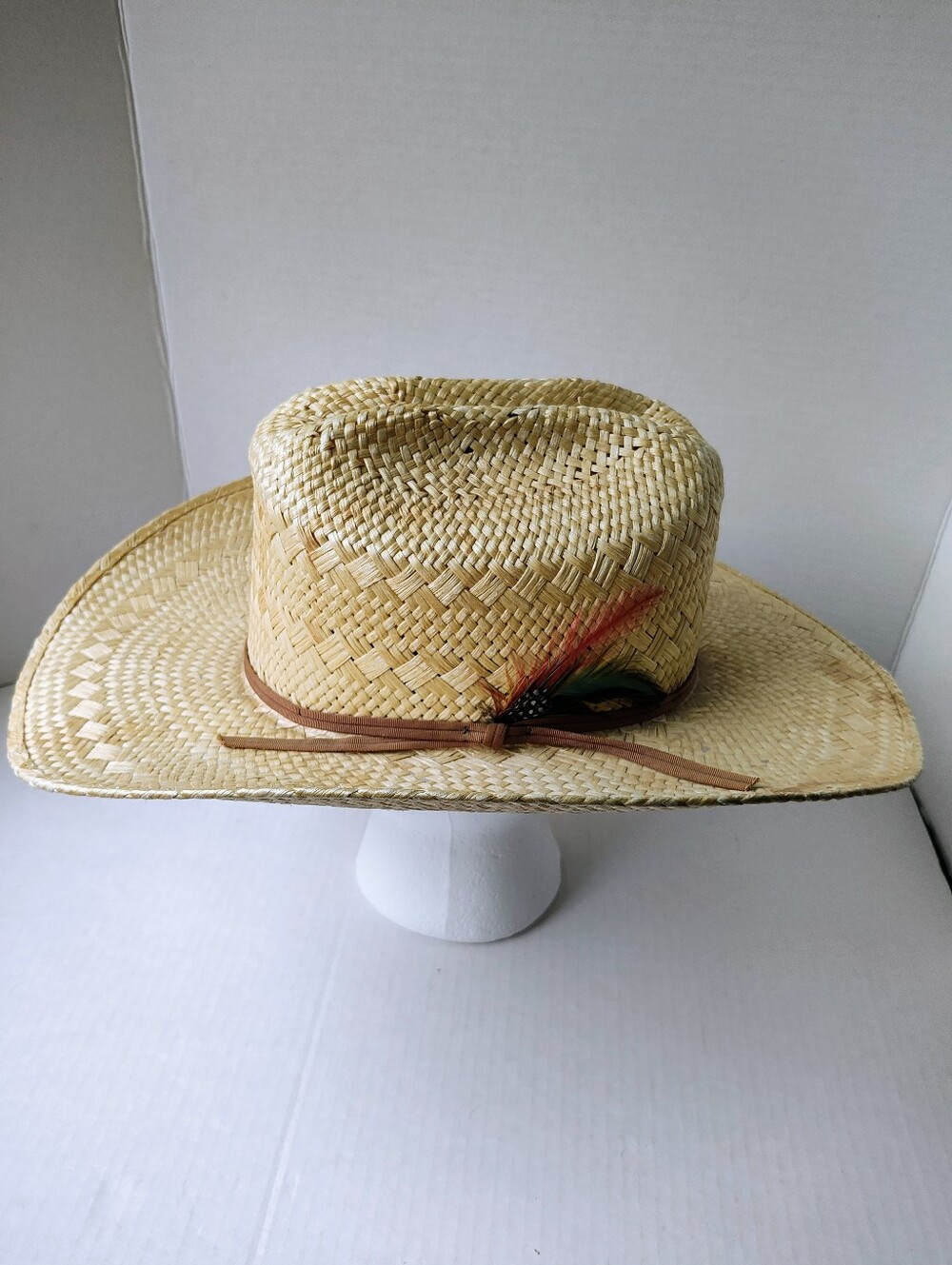 Stetson The Gunslinger Straw Cowboy Hat With Hatband W Feather Detail Size 7 1/4
